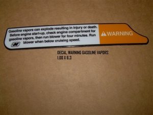 Nautique Boat Gasoline Vapors Warning Decal, 1.00" x 6.3" - 110183